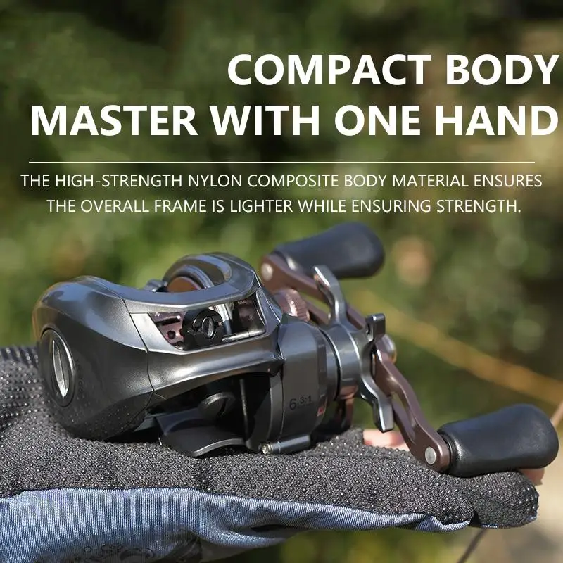 Carrete de fundición de cebo Mavllos BLADE, relación 6,3: 1, ultraligero, 150g, potencia de arrastre, 6KG, 5 + 1 rodamientos, carrete de fundición para lubina con cabeza de serpiente y bagre - imagen 2