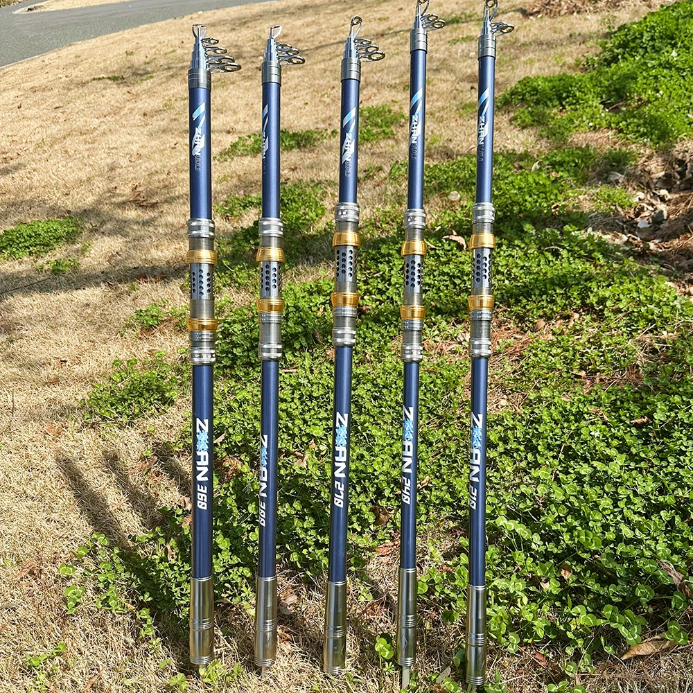 Caña de pescar giratoria portátil telescópica 2.1M2.4M2.7M3.0M3.6M, caña de pescar de viaje para barco de mar, caña de pescar en roca, carpa de 7,5 kg, pesca libre - imagen 2