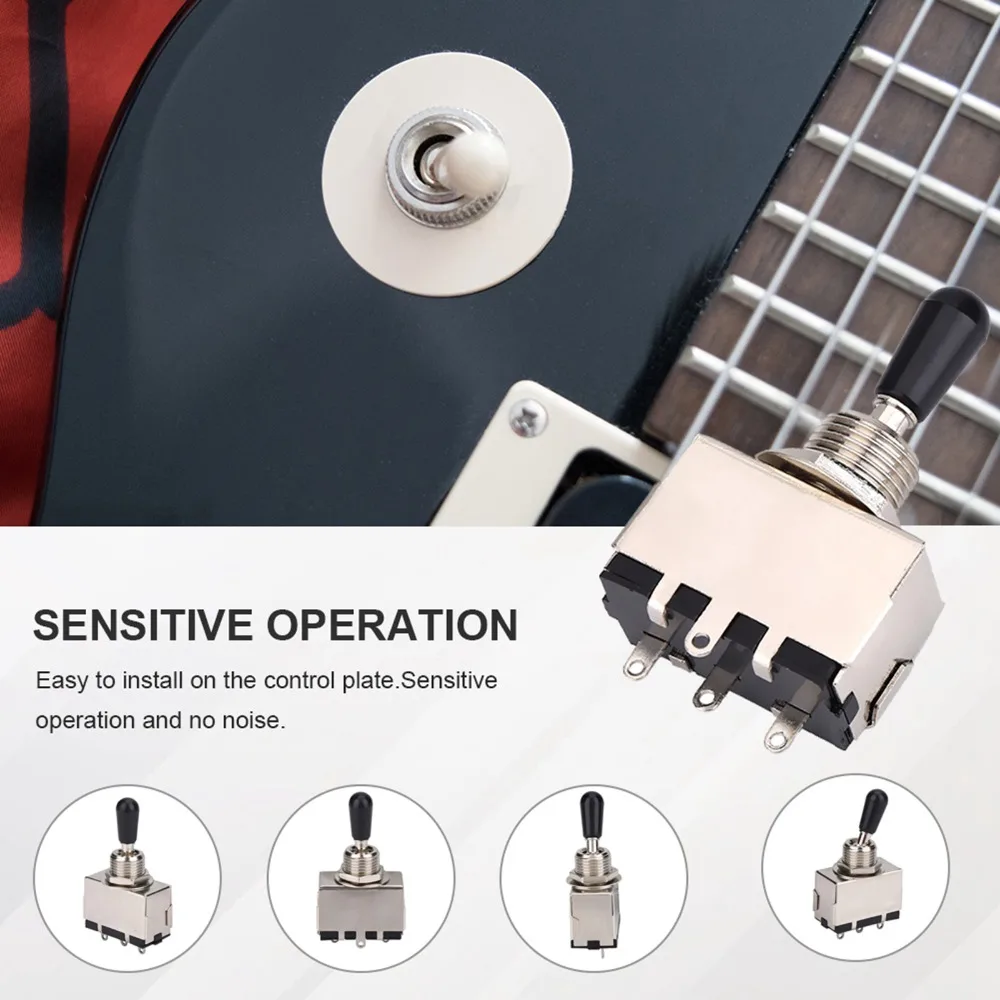 Cerrado ​ Interruptor de palanca de 3 vías ​   Punta negra ​   Interruptor selector ​   Interruptor selector de 3 vías para guitarra, interruptor de palanca para guitarra eléctrica - imagen 5
