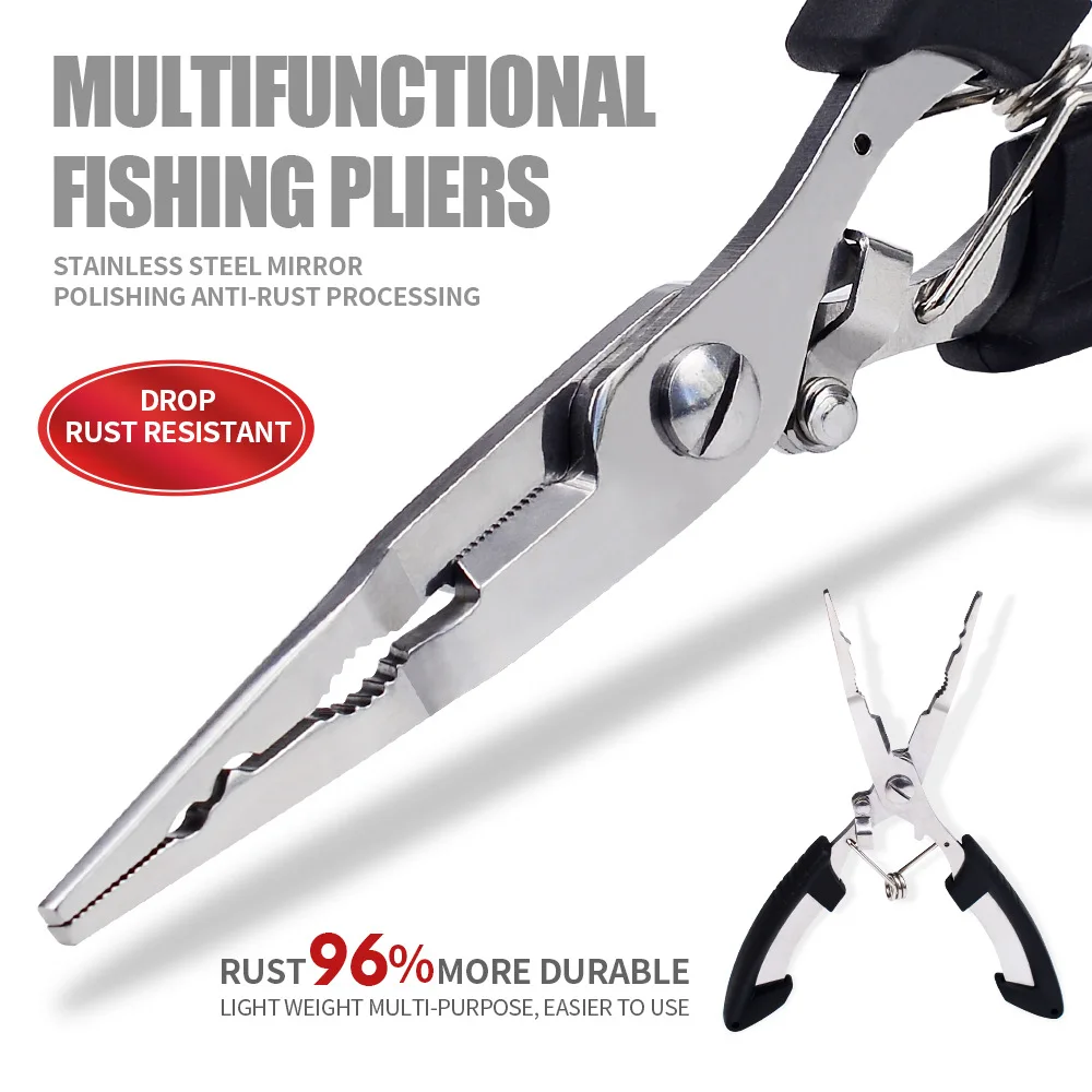 Alicates para pescado, sedal de pesca de corte multifuncional, ergonómico, antideslizante, de alta resistencia, negro, alicates para anzuelo atado, equipo de pesca - imagen 4