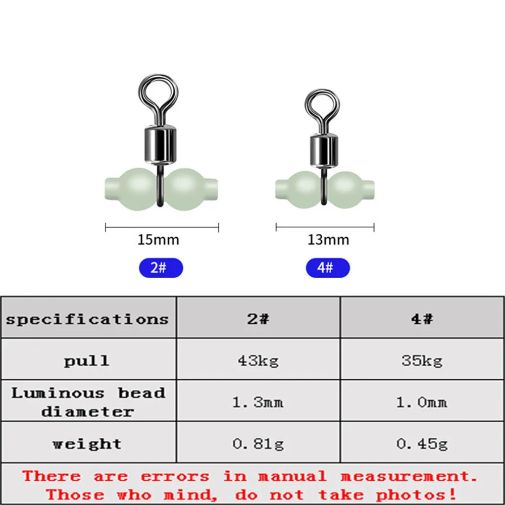20 piezas conector giratorio de pesca luminoso duradero de 3 vías conector de gancho para aparejos de mar pesca nocturna pesca en agua dulce y en el mar - imagen 3