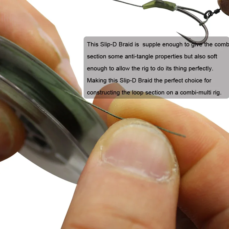 Línea de pesca de carpa de 20m, gancho de enlace, línea trenzada antideslizante D, línea trenzada sin recubrimiento para aparejo de pelo, aparejo D 25IB, aparejos de pesca gruesos de carpa - imagen 2