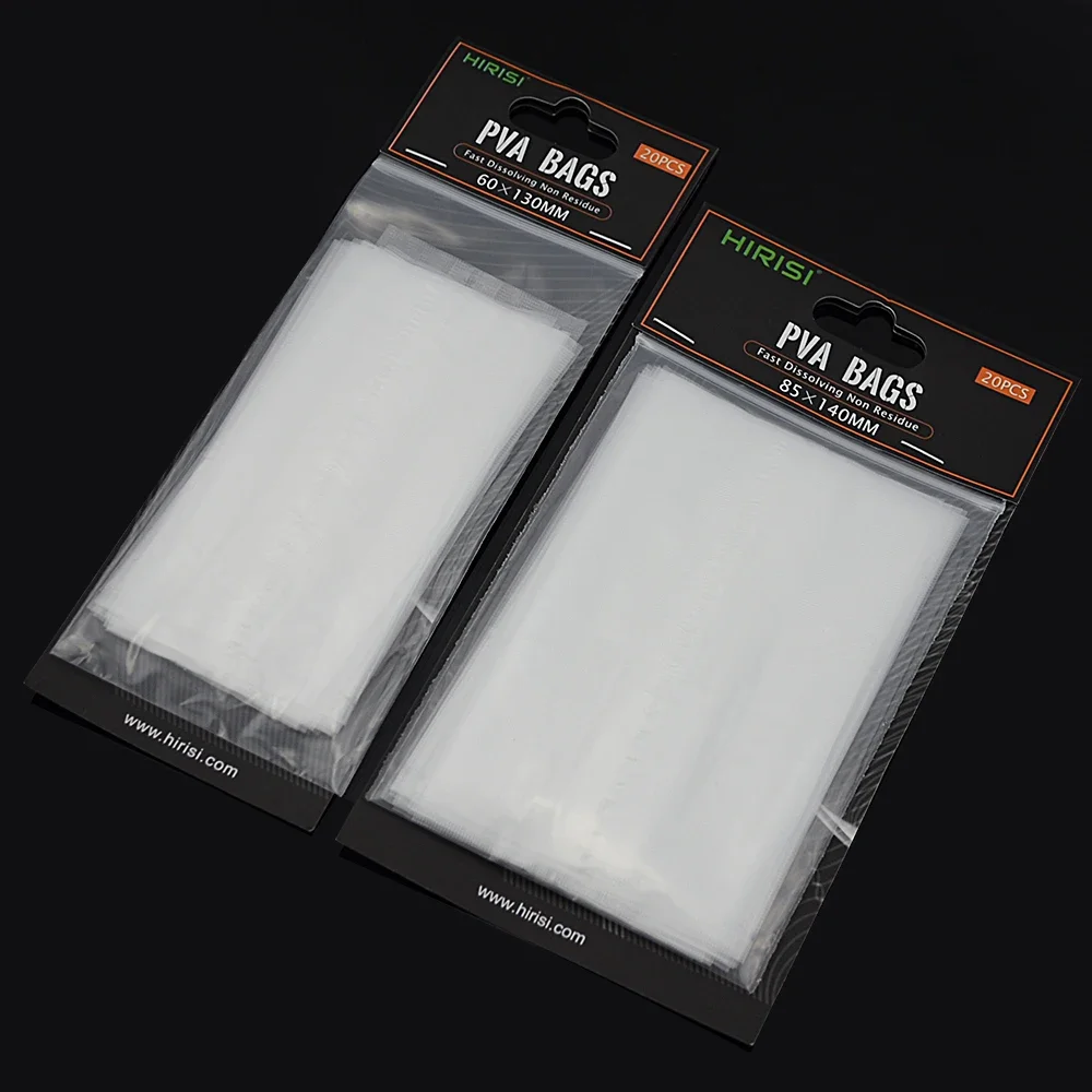 Hirisi 20 piezas bolsas de PVA para pesca de carpa para accesorios de aparejos de pesca tamaño 60*130 85*140 70*200 - imagen 5