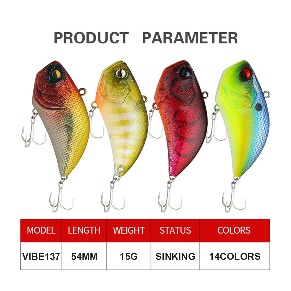 Señuelos de pesca de 5,4 cm, 15g, hundimiento, VIB Wobbler, vibración de fundición larga, cebo duro Artificial, Jerkbait, accesorios de pesca VIBE137 - imagen 3