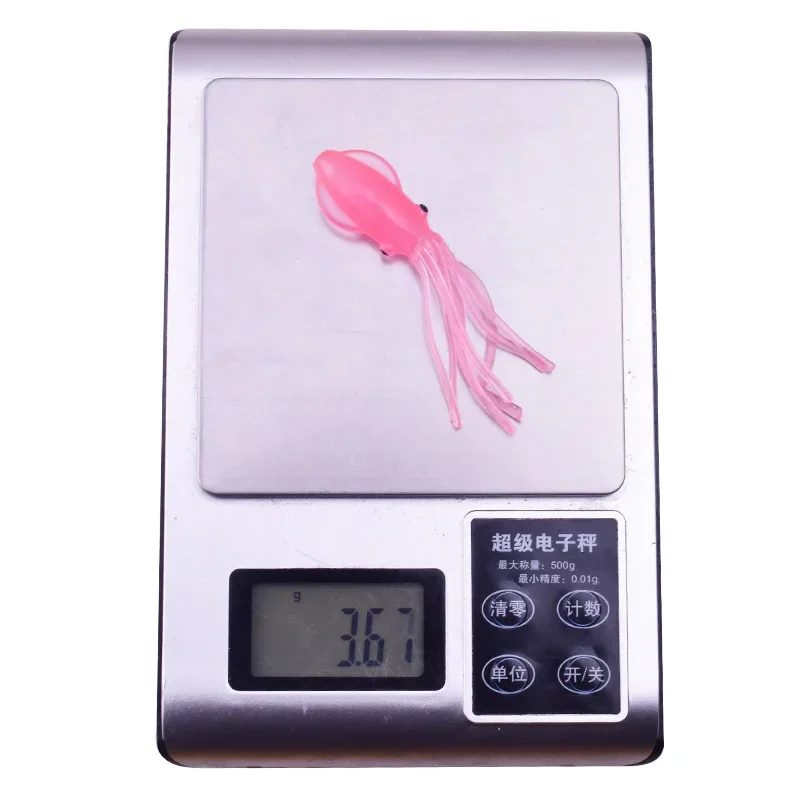 3 uds 7cm 3,7g pulpo calamar señuelo de Pesca brillo luminoso suave falda de pulpo Wobblers señuelos Pesca cebos artificiales para Pesca en el mar - imagen 5