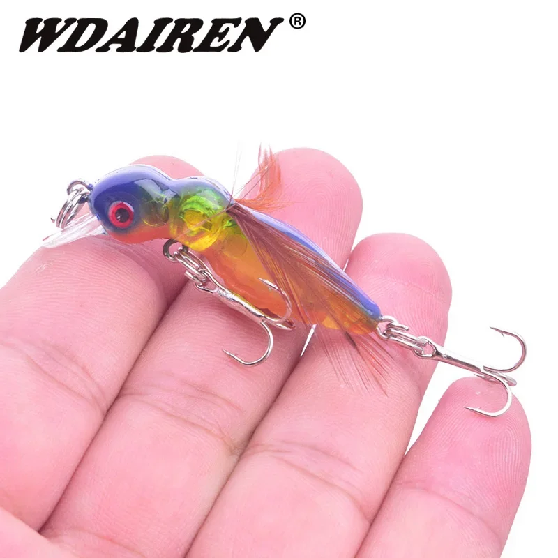 Señuelo de Pesca de abeja con plumas, 4,5 cm, 3,5g, Crankbait, Pesca de agua dulce, Isca, cebo Artificial para insectos, aparejos de Pesca Wobbler, 1 ud. - imagen 4
