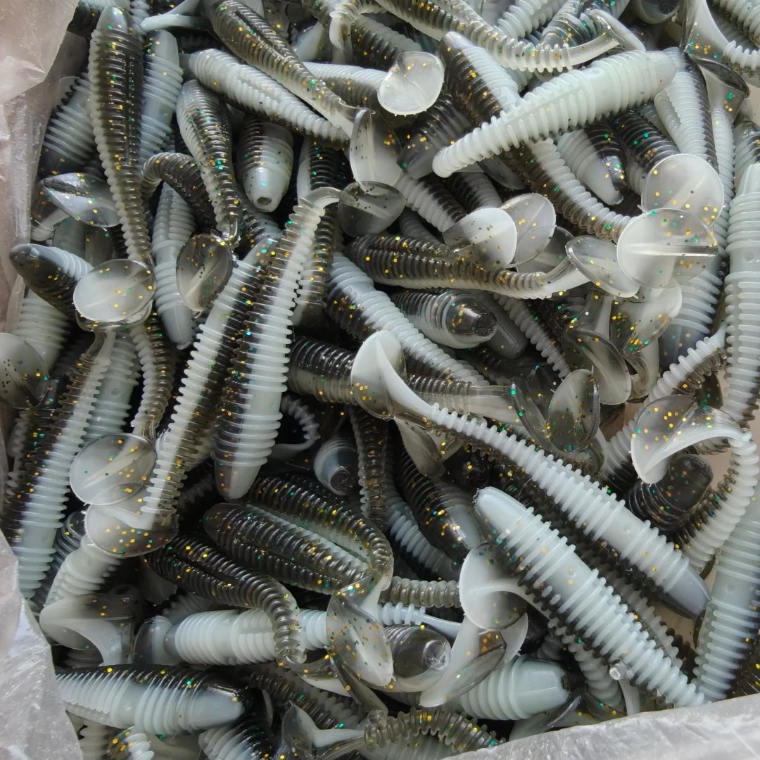 Swolfy 20 piezas 5,5 cm 1,4g Señuelos de pesca señuelos de cola de paleta Wobbler pesca señuelo suave para lubina cebo de silicona - imagen 3