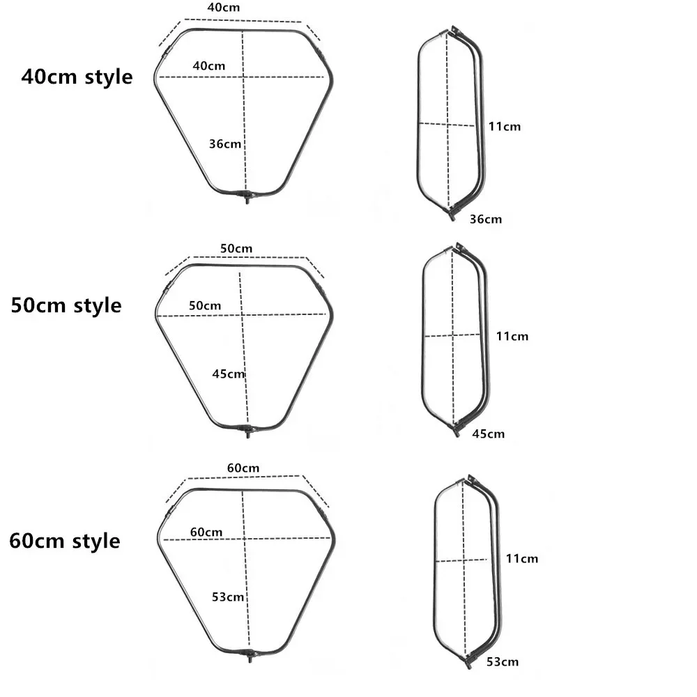 Red de inmersión de acero inoxidable triangular hueco de diámetro del anillo 40cm- 60cm para red de aterrizaje de cabeza accesorios de red plegable al aire libre - imagen 3