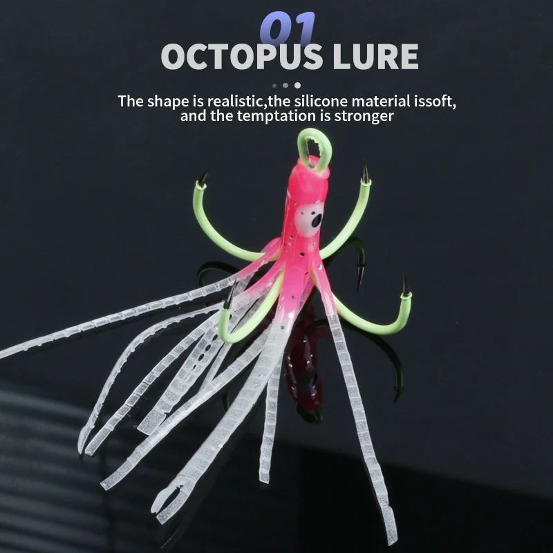 OBSESSION 1 Uds Wobbler de pesca plantilla suave luminosa cebo de calamar anzuelo de púas 5-6,5 cm Minnow Crankbait accesorios de señuelo de pesca - imagen 3