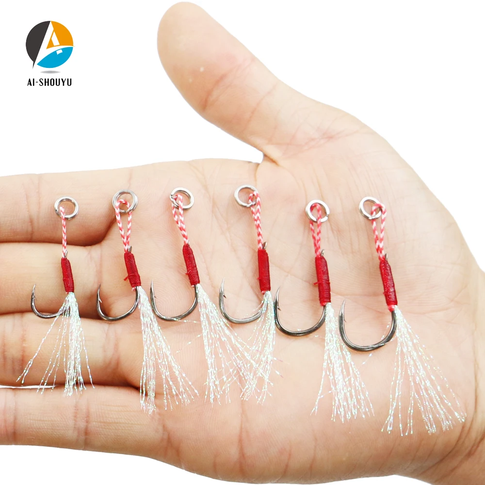AI-SHOUYU Anzuelos Jigging con púas para vinilo y plumas - imagen 4