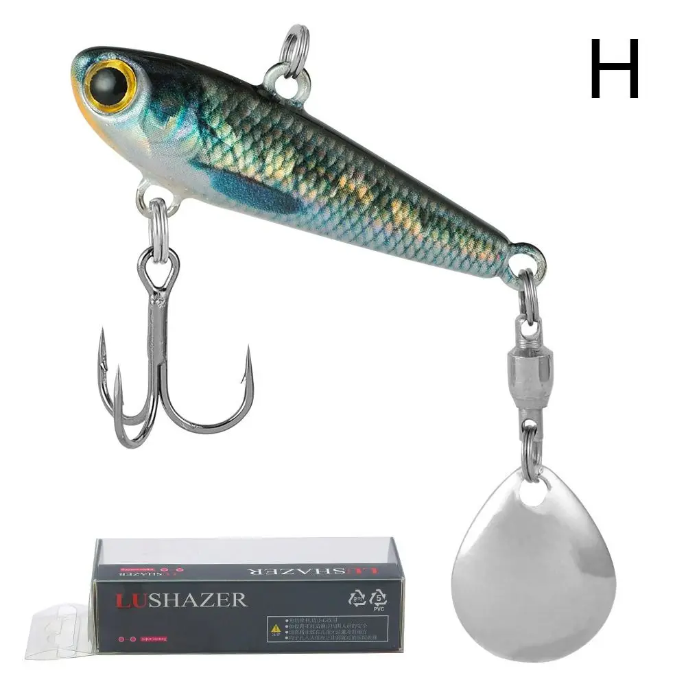 Aparejos giratorios con vibración giratoria de lentejuelas, cebos Crankbaits VIB, señuelo de pesca de Metal, anzuelo triple, 49cm, 19g - imagen 5