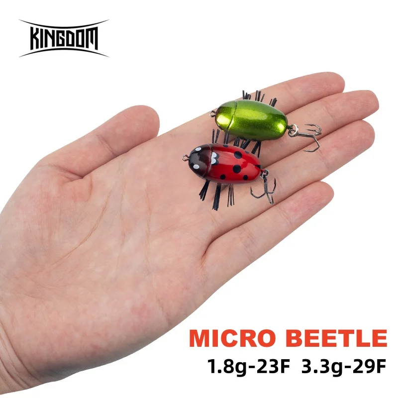 Kingdom Microbeetle-señuelo de pesca de insectos artificiales, 1,8g, 3,3g, Wobblers duros flotantes, cebo para insectos para Lucio, pesca de lubina - imagen 2