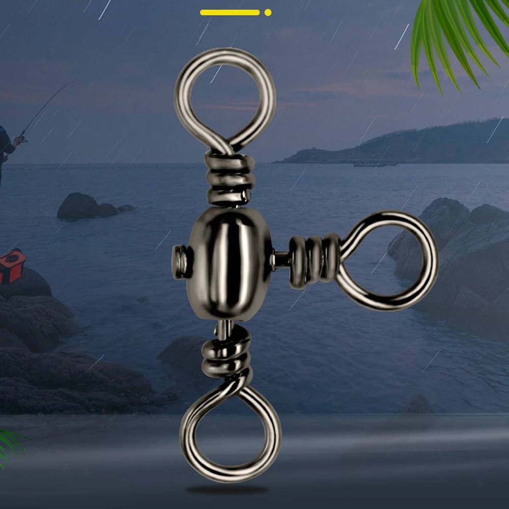 50 Uds. De conector de tres clavijas chapado en níquel negro de latón, divisor de sublínea giratorio en T, anillo Bazi para pesca al aire libre, accesorios de pesca - imagen 5