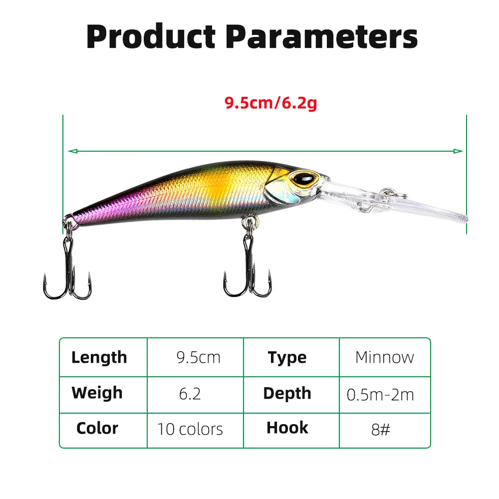 Señuelo de pesca de tiro largo, 9cm, 6g, cebo duro - imagen 3