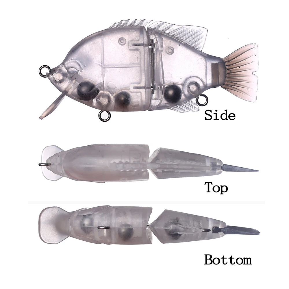Chan'sHuang-Cebo en blanco sin pintar, 5 piezas, 10CM, 30G, sonajero flotante, cola suave articulada, Señuelos de Pesca artificiales - imagen 3