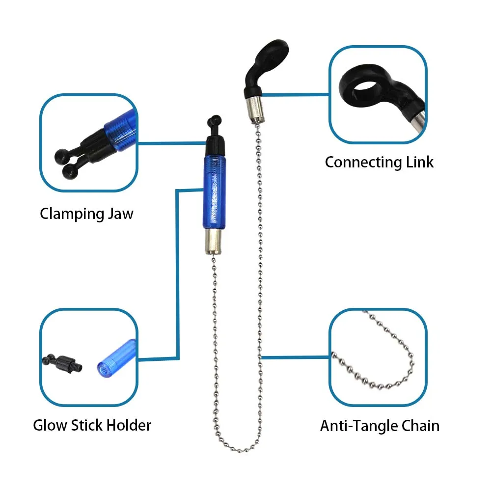 JSFUN, 1 unidad de alarma + 1 unidad, balancín de cadena, alarma de mordedura de pesca, sensibilidad de volumen ajustable, sonido, alarma de picadura de pescado, columpio de caña de pescar - imagen 3