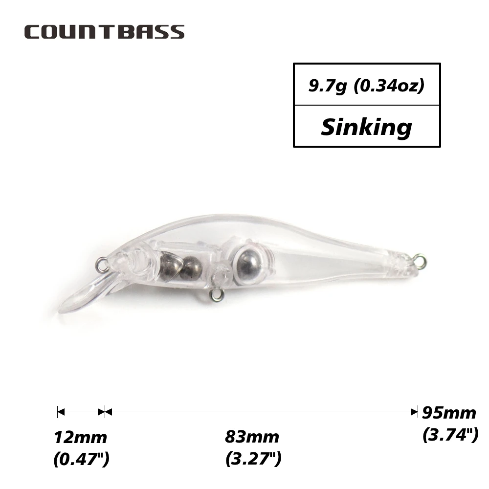 Countbass 10 Uds. Señuelos duros en blanco, 83mm/3,27 "9,7g/0,34oz, pececillo que se hunde, cebos de pesca sin pintar, Wobblers, cebos duros en blanco - imagen 2