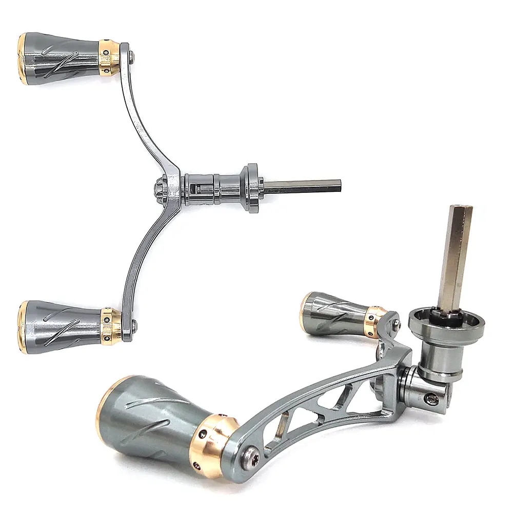 Mango de doble agarre de Metal ligero para SHIMANO y DAIWA, perillas de carrete de pesca giratorio con rodamientos, mangos dobles para carrete de pesca - imagen 2