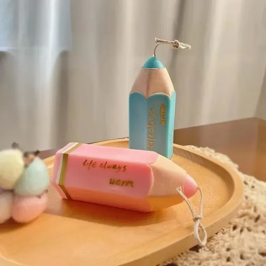 Molde de vela de silicona con forma de lápiz 3D, vela cilíndrica DIY para aromaterapia, jabón, resina de yeso, productos para hacer velas manuales - imagen 4