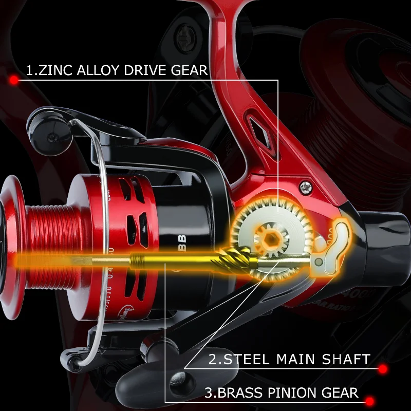 Carretes de pesca giratorios Sougayilang, carrete de pesca ultraligero serie 4000, relación de engranaje 5,2: 1, arrastre máximo, aparejos de carrete de pesca de carpa de 5KG - imagen 5