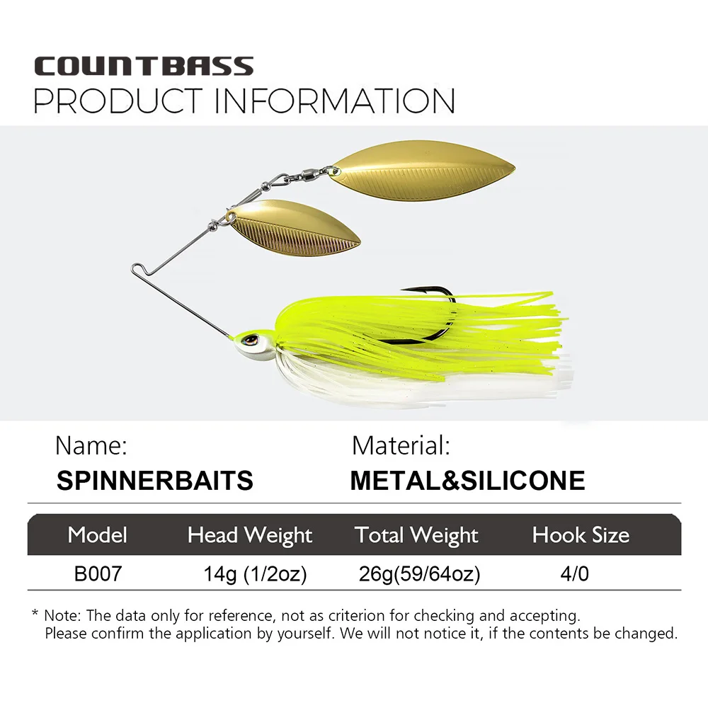 COUNTBASS-broches giratorios de 1/2oz con anzuelo 4/0 de vástago extendido, cebos de alambre con faldas de silicona, Señuelos de pesca de lubina - imagen 4