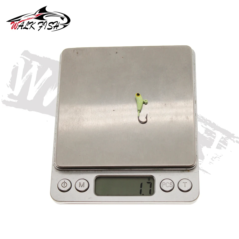 WALK FISH 4 Uds 23mm/1,7g Señuelos de pesca en hielo 4 colores cuatro conjuntos nuevo forma de plátano hielo Jigging Mini plomo anzuelo de pesca de invierno - imagen 4
