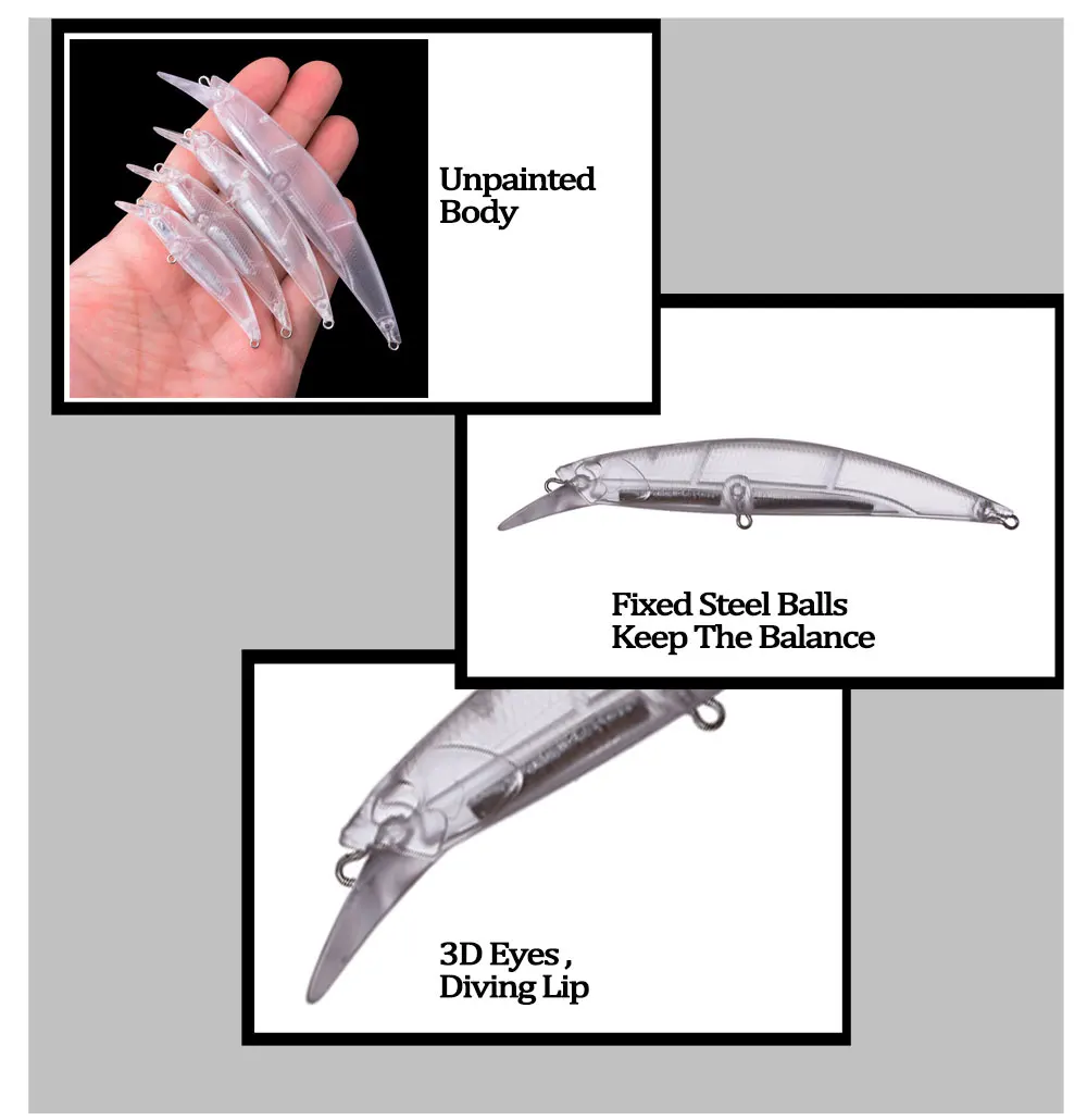 Chan'sHuang 20 piezas Señuelos de pesca en blanco sin pintar 5,4g/8g/12g/17,5g hundimiento Minnow cebo de pesca Artificial de fundición larga - imagen 4