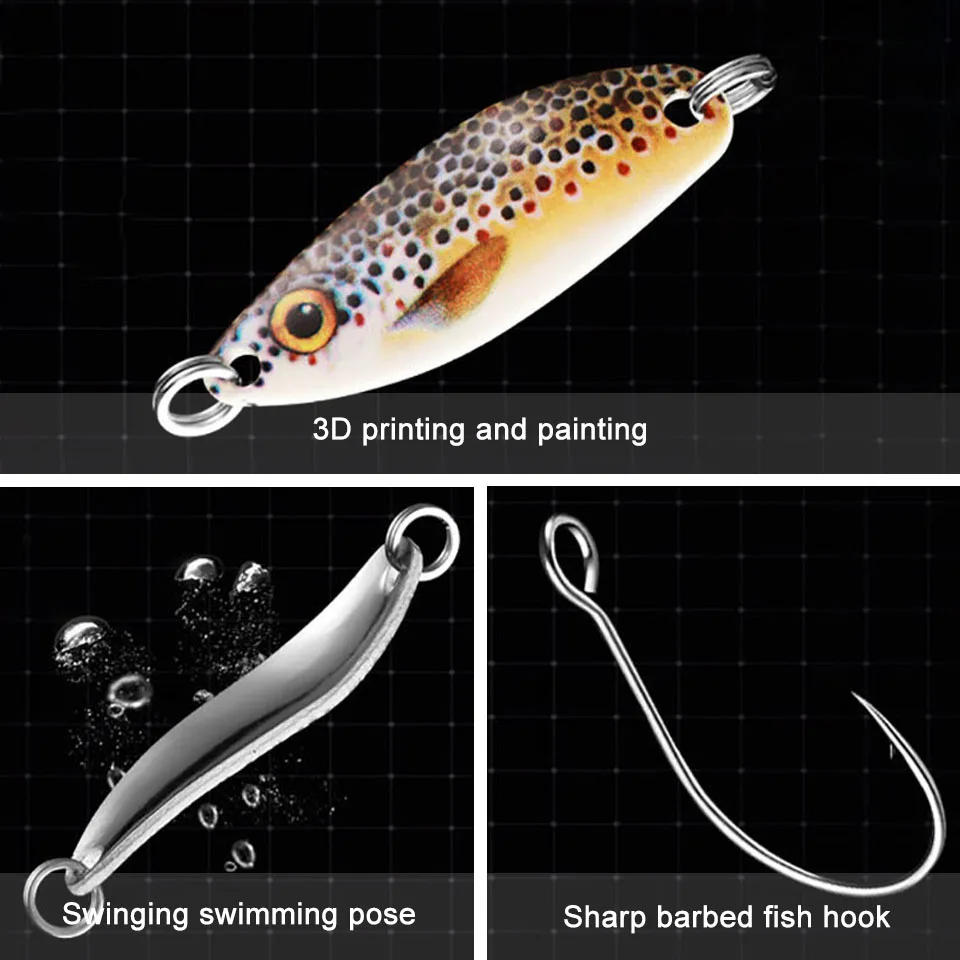 WALK FISH-señuelo de pesca giratorio de Metal, cebo Artificial duro Wobbler, Wobbler, lago, mar, carpa, lubina, 1 piezas, 3g/5g - imagen 4