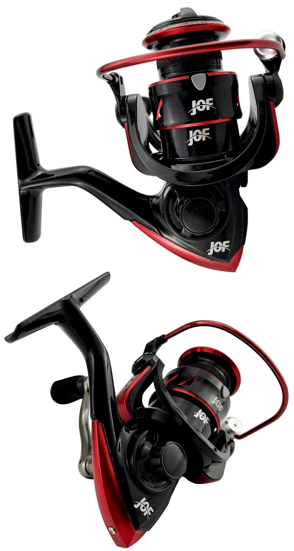 Este carrete de pesca presenta un elegante diseño negro y rojo perfecto para pescadores que buscan una herramienta moderna y elegante para su próxima aventura.