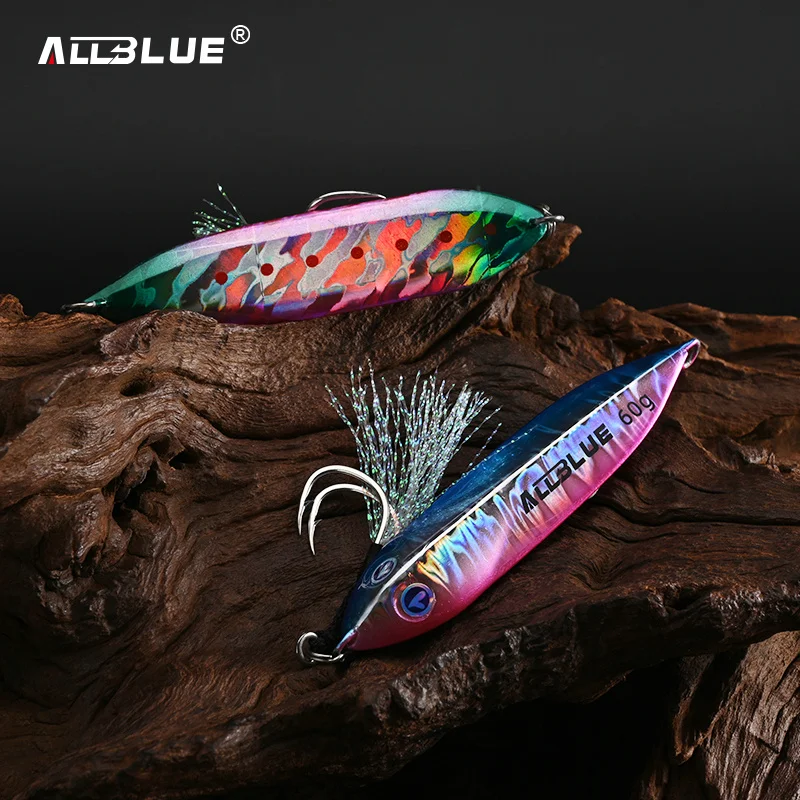 ALLBLUE SEABLUE-plantilla de pesca lenta de Metal, cuchara fundida, cebo Artificial de 60G, fundición a tierra, Jigging, aparejos de señuelo de lubina de Metal - imagen 4