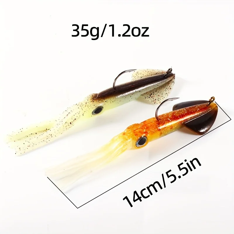 5 Stuks 14Cm 35G Ingebouwde Loden Kophaak Zachte Inktvis Jig Lokken Octopus Inktvis Rok Jigs Aas Lichtgevende Uv Effect Voor Deepsea - imagen 3