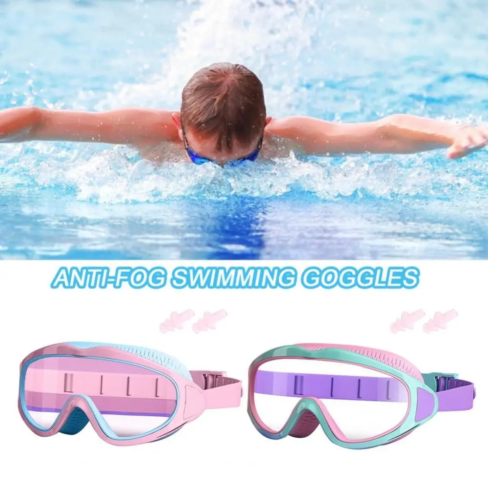 Nuevas gafas de natación impermeables para niños, gafas de natación ajustables HD, marco grande con tapones para los oídos, gafas para niños de 2 a 16 años - imagen 2