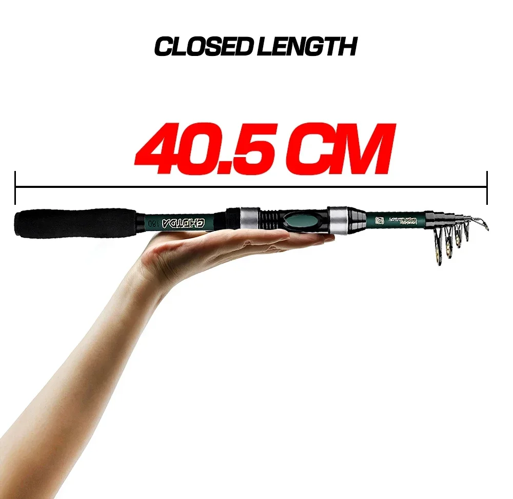 GHOTDA nueva caña de pescar giratoria de fibra de carbono Combo 1,8 M poste telescópico Kit de carrete de Jigging de agua salada señuelo W.T 5-20g Pesca para carpa - imagen 4