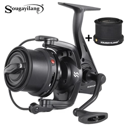 Carrete de Pesca Profesional Sougayilang, Cuerpo Metálico, Doble Bobina, Relación de Engranajes 4.7:1, Arrastre Máximo de 15 kg, Universal para Pesca en Río y Agua Salada