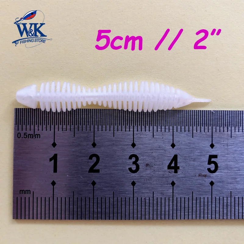 Cebo de gusano de 2 pulgadas, señuelos blandos para perca, trucha, lubina, TPR, TPE, aparejo de Ned, aparejo de Texas, Mini gusano, 20 piezas/pk - imagen 3