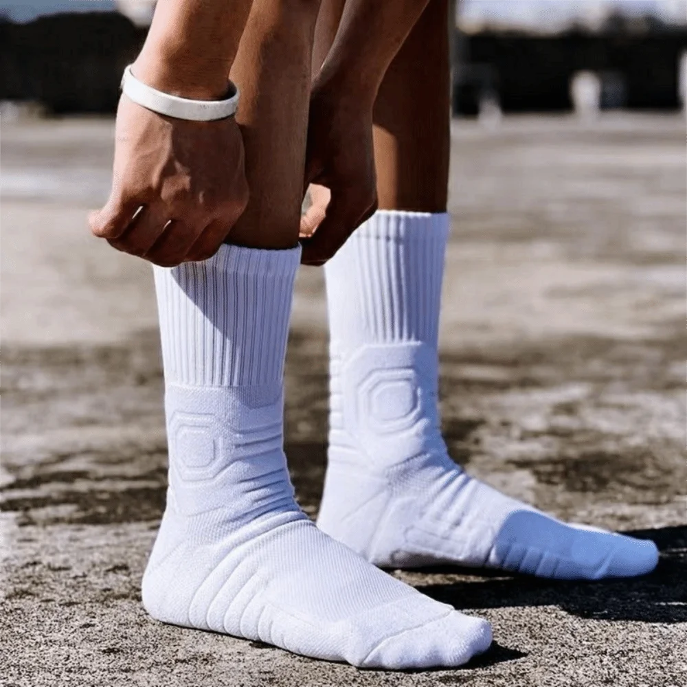 Calcetines de baloncesto para hombre al aire libre, calcetines deportivos cómodos y gruesos, calcetines antideslizantes de longitud media para correr, ciclismo y correr - imagen 4