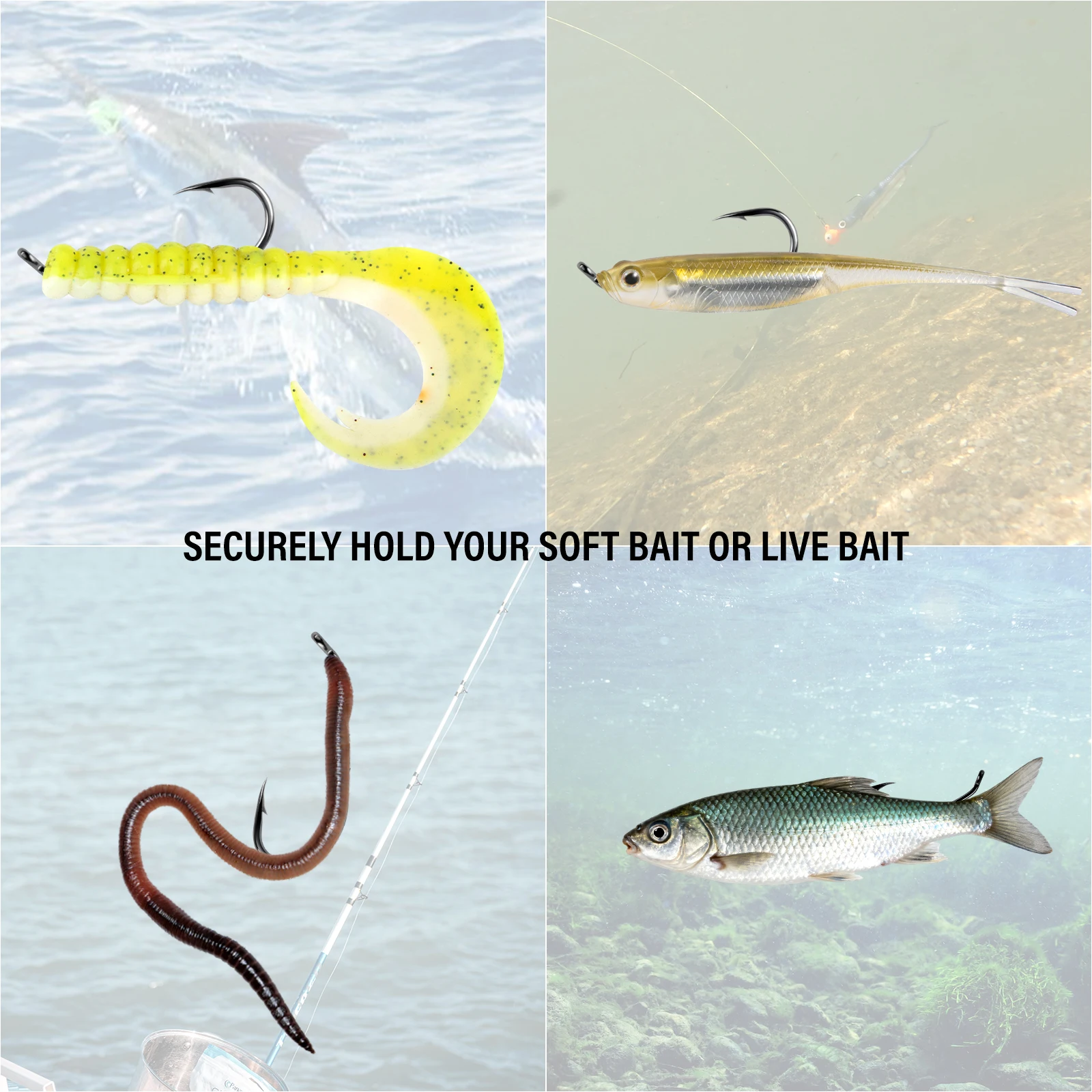 100 Uds Baitholder anzuelo de pesca doble con púas vástago largo anzuelo de cebo vivo gusano abajo ojo Offset para trucha de agua dulce Panfish - imagen 5