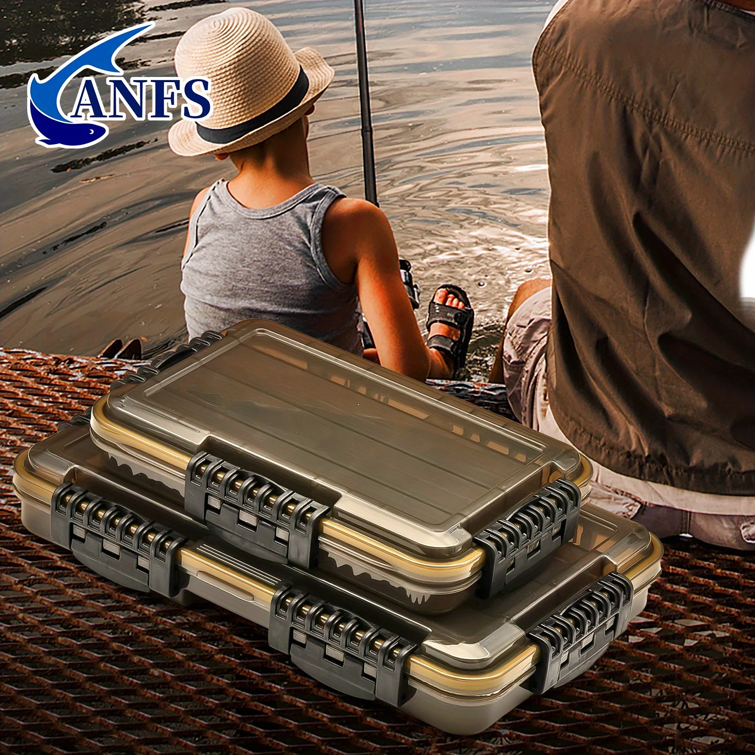 ANFS 1 caja organizadora de aparejos de pesca, caja de cebo impermeable con compartimentos extraíbles para diferentes cebo, caja de aparejos impermeable