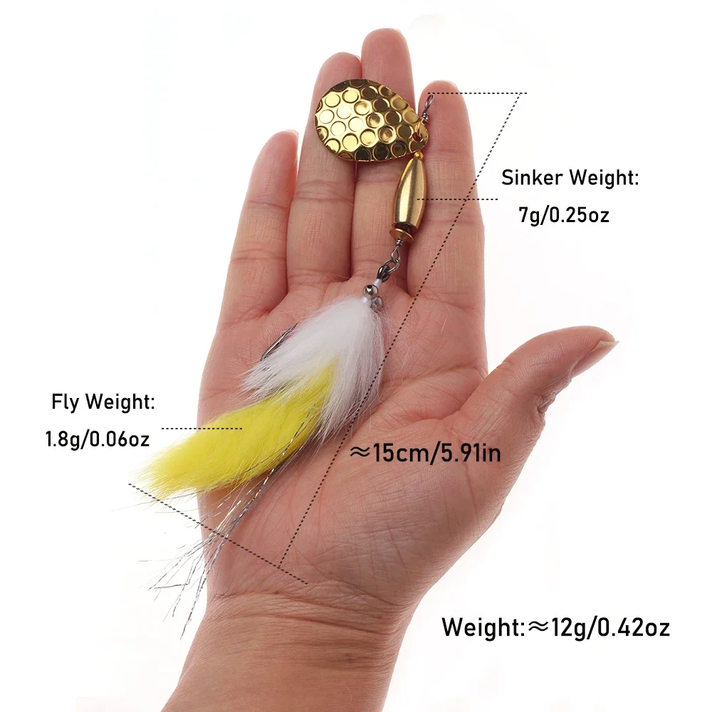 Ellllv-Juego de señuelos giratorios de hundimiento rápido, anzuelos de pesca, cola de conejo, Serpentina, Mosca, Lucio, especies de pesca en agua salada, 3/0, 5 unids/lote por caja - imagen 4