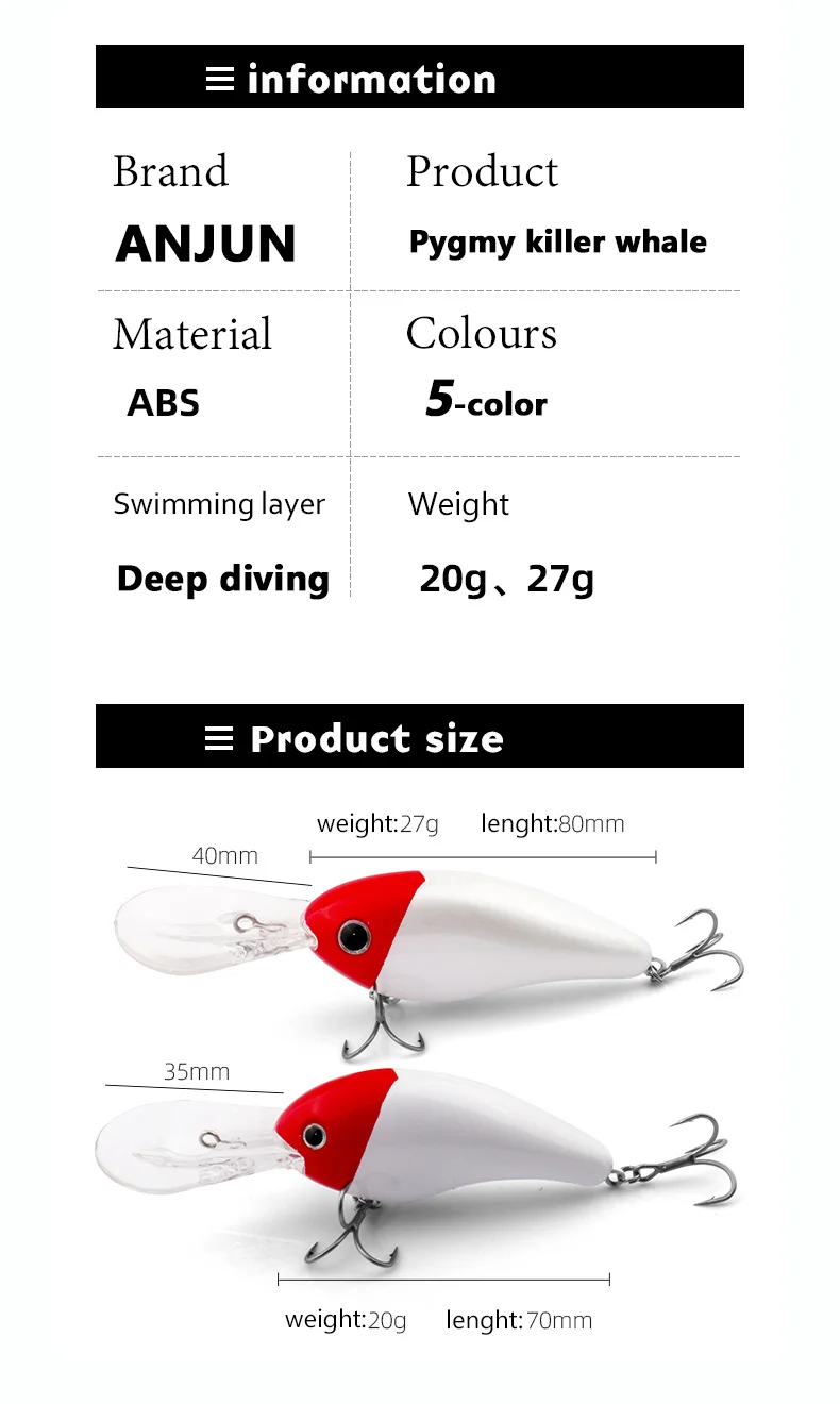 Colores disponibles de los señuelos