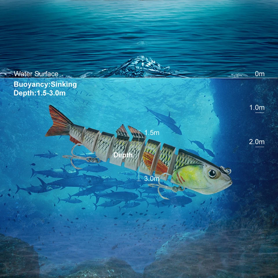 WALK FISH 1 Uds 13cm 22g 8 segmentos Swimbait cebo articulado hundimiento Wobblers Señuelos de pesca Crankbait cebo Artificial duro para lubina - imagen 4