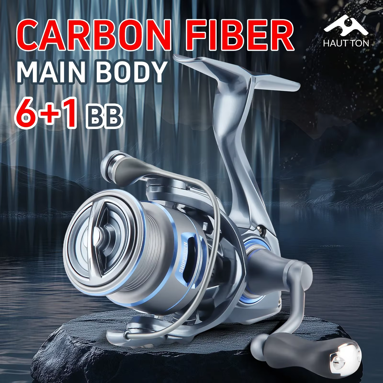 Carrete giratorio fibra carbono SP1500 – Brazo CNC, 6+1 rodamientos - imagen 3