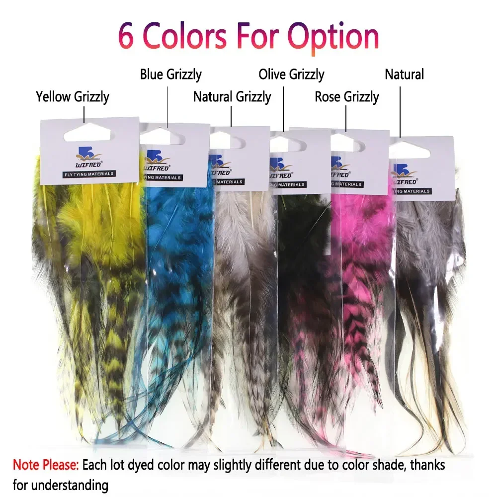 Bimoo 2/3 paquetes de sillín Grizzly Hackle pluma gallo pelo atado de moscas Material para bajo insecto Pike Steelhead moscas Streamer - imagen 4