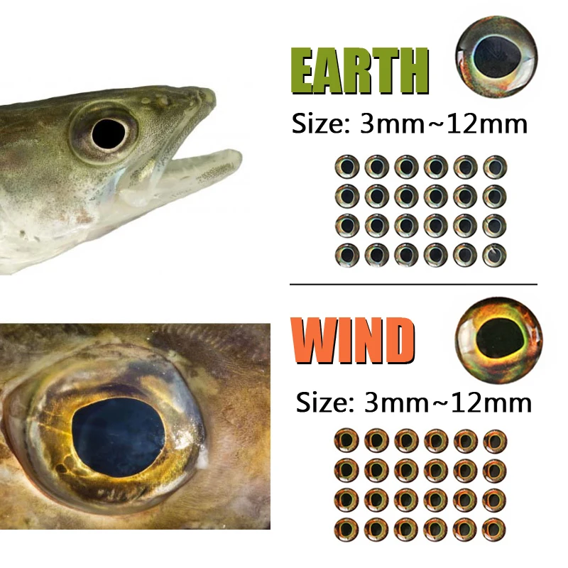 ICERIO 200 Uds 3D simulación viva ojos de pez epoxi pesca con mosca Crankbait Minnow DIY señuelo de pesca Material tierra viento fuego hielo - imagen 4