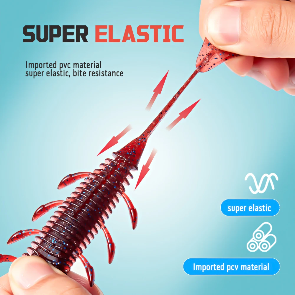 SOLOKING 6 unids/lote señuelo suave insecto gordo para pesca de lubina 8,3g 83mm cebo suave de pesca Swimbait Kit de señuelo de pesca - imagen 3