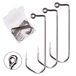 10 unids/caja 7150 anzuelos de pesca vertical anzuelo negro con púas anzuelo bárbaro de acero rico en carbono de 90 grados tamaño 1 #   hasta 6/0 #   Anzuelo