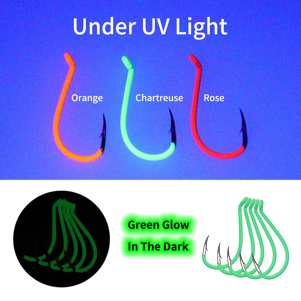 Ellllv 10/0 Anzuelo Pulpo UV Fluo – Acero carbono offset agua salada - imagen 4