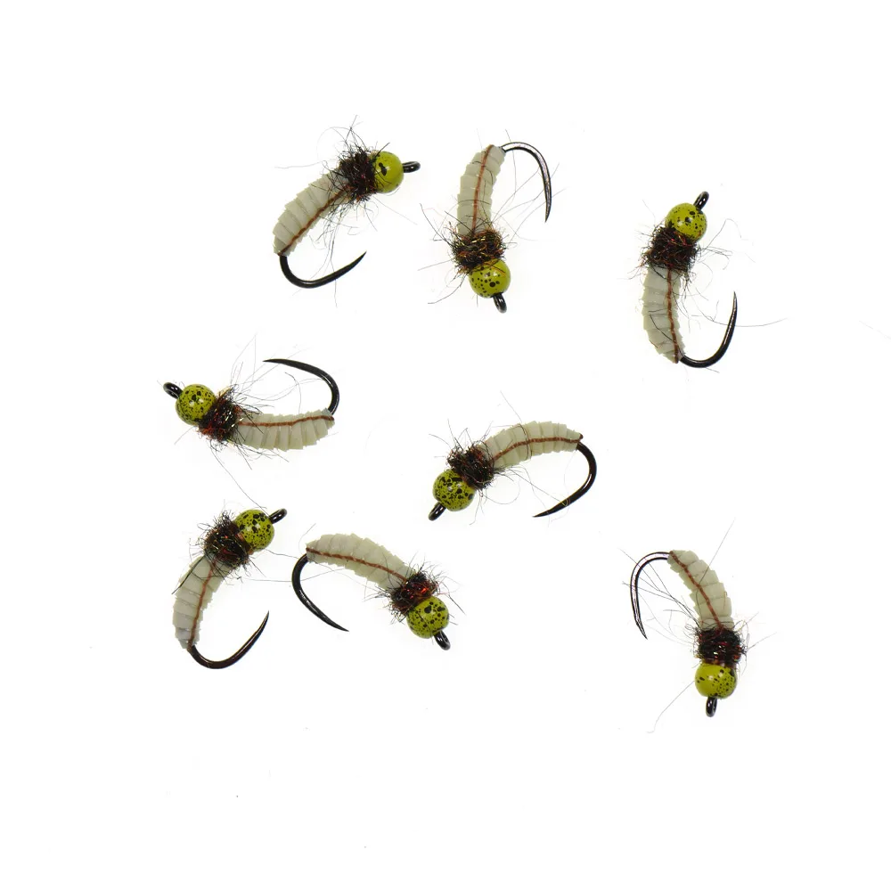 ICERIO Señuelos de latón luminosos 6 pcs – Cabeza de látex Scud para trucha y mosca - imagen 5