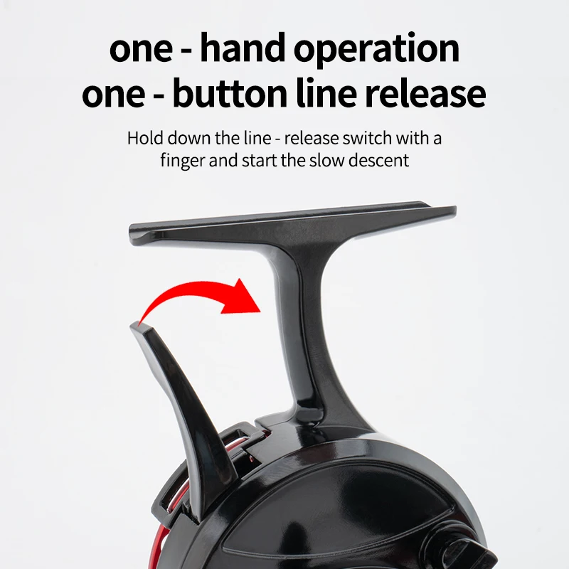 Carrete en línea para pesca en hielo Huidiao, relación de engranaje 3,6:1, 3 + 1BB, carrete libre totalmente de Metal, carrete para balsa, sistema de caída lenta ultrasuave de pie alto - imagen 5