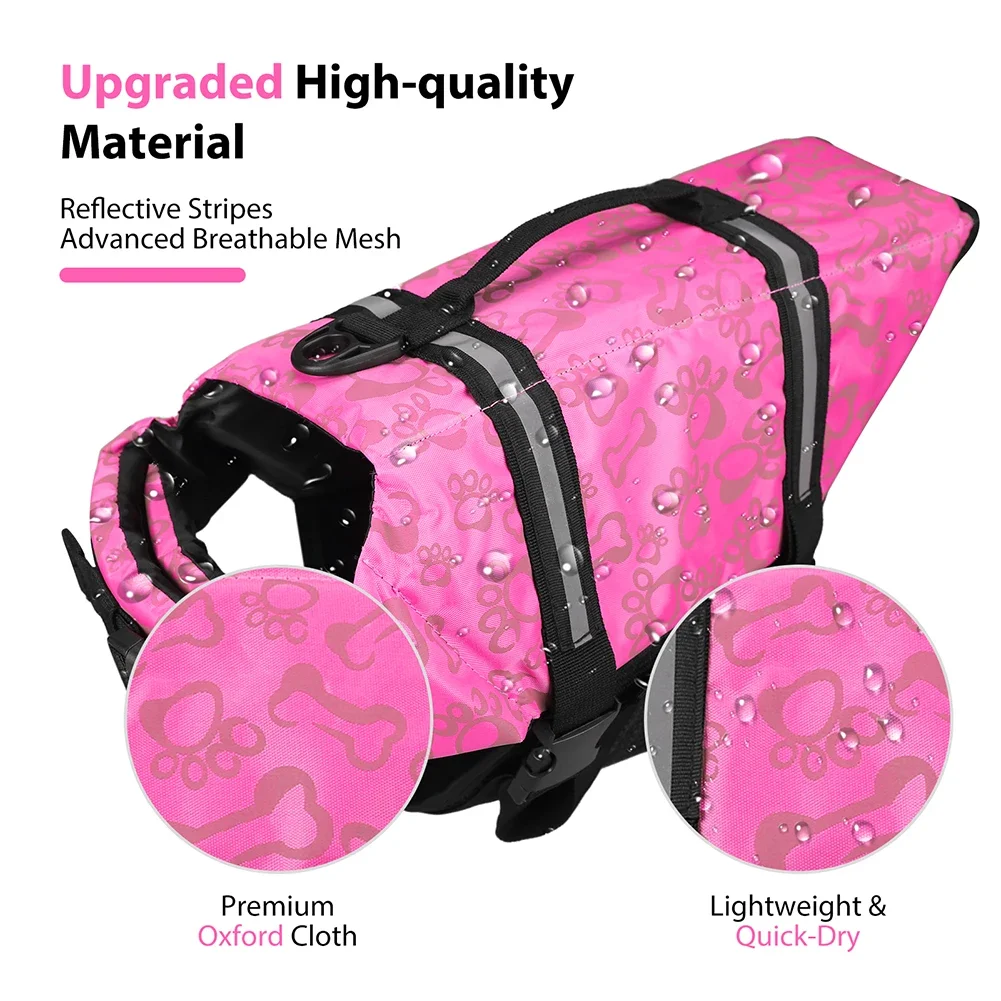 Chaleco salvavidas para perros, reflectante, ajustable, de verano, traje de baño para perros grandes, chaleco de seguridad para surf, velero, flotabilidad mejorada, chaleco salvavidas para mascotas - imagen 4